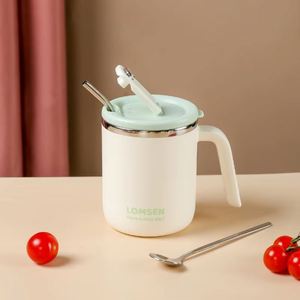 Taza de Acero Inoxidable de 500 ml Resistente al Calor para el Hogar, Oficina, Estudiantes, para Agua, Leche, Cerveza, Café, con Pajita - Product Image 4