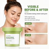 Masque de boue à l'acide hyaluronique bio réparateur et nettoyant en profondeur, marque privée, éclaircissant, à l'argile de haricot mungo, pour tous types de peaux