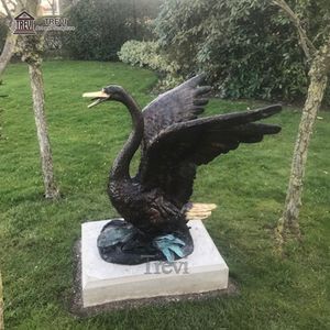 屋外金属アンティークペアカップルブラックキャストブロンズスワン彫刻像 - Product Image 5