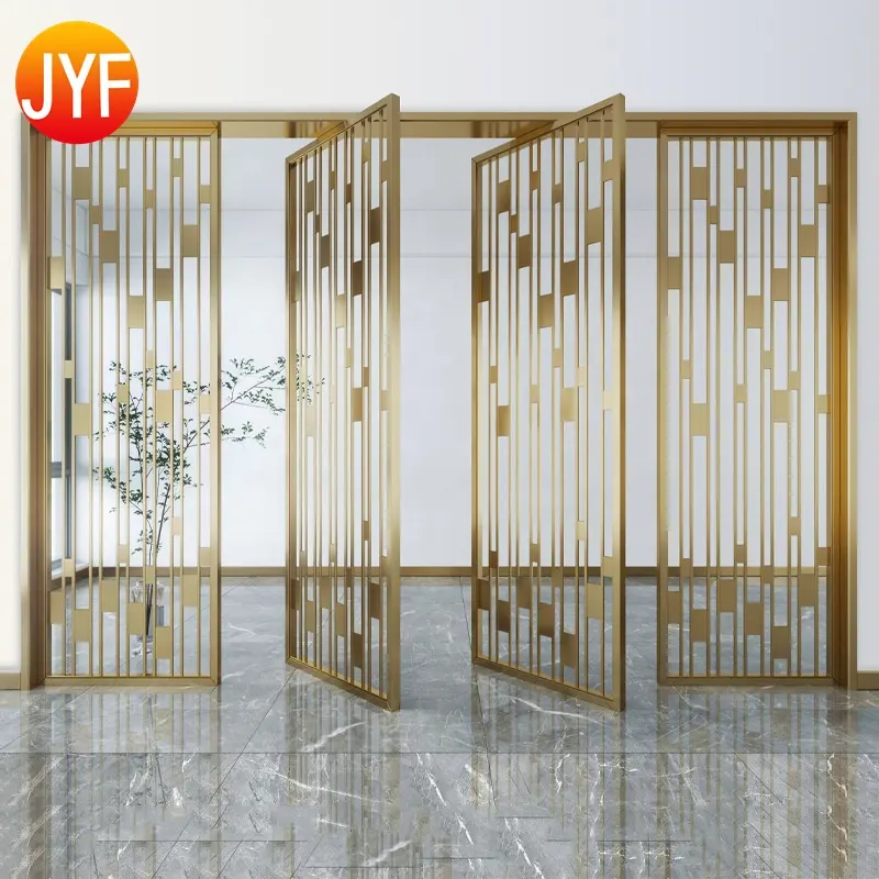 Jyfa1135 telas de aço inoxidável, corte a laser dourado de alta qualidade com divisor de quarto e decoração de casa