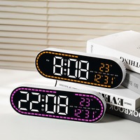 Huayang GH9009 Temperatur- und Feuchtigkeitsmonitor LED-Uhr Geometrisches Design Doppelalarm mit Einstellbarer Helligkeit für Wand- und Schreibtischnutzung