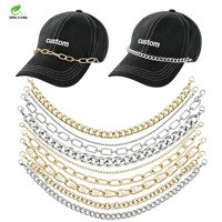 Chaîne de casquette détachable en métal argenté avec breloques cœur, étoile et croix, accessoire décoratif pour casquettes de baseball et de camionneur