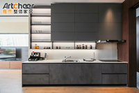 Fabricant de meubles de cuisine de nouveau modèle à Foshan avec des îlots de cuisine horizontaux et des armoires de cuisine sur mesure