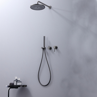 Mitigeur de douche contemporain moderne en laiton Pommeau de douche exposé en métal pistolet avec jets de massage doux Finition chromée pour hôtels
