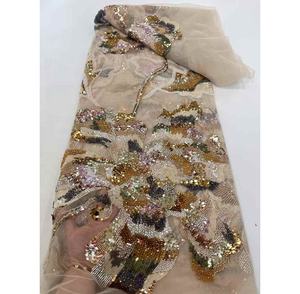 Tela de encaje africano de 5 yardas, vestido de encaje africano de lujo de alta calidad para vestido de novia Aso Ebi, tela de encaje - Product Image 5