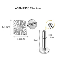 Pendientes de Titanio de Grado Implante ASTM F136 JIAXIN con Rosca Interna para Labret, Hélix, Tragus y Labio, Joyería Fina para Piercing Corporal