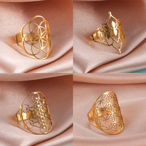 Gioiello spirituale minimalista in acciaio inox <span class=keywords><strong>taglio</strong></span> <span class=keywords><strong>Laser</strong></span> arcangelo anello Metatron - Product Image 1