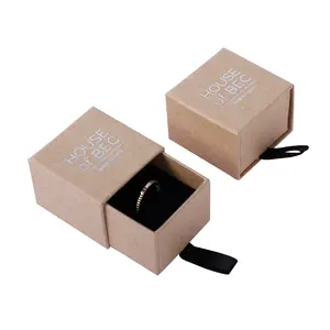 लक्जरी छोटे दराज बॉक्स पैकेजिंग उपहार सेट होलोग्राफिक पर्यावरण के अनुकूल कस्टम गत्ता क्राफ्ट पेपर गहने फिसलने दराज बॉक्स