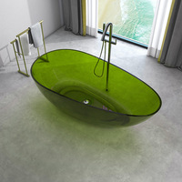 Baignoire ovale autoportante en résine transparente, design moderne et minimaliste, colorée, pour B&B, hôtels, petites maisons, sur mesure