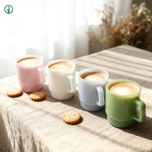 Caneca de Café de Vidro Borossilicato Cor Jade Atacado Personalizada Fofa de Alta Qualidade 350ml Copos de Sobremesa Seguros para Micro-ondas para Casa e Cafeteria - Product Image 2