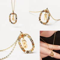 À la mode Simple Mode PD Coloré Zircon 26 Lettre Pendentif Clavicule Espagne Collier