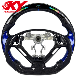 Volante deportivo de fibra de carbono personalizado con LED RPM y agarre lateral de fibra de carbono azul para Infiniti G37 G37S G37X G35 EX35 EX37 - Product Image 1