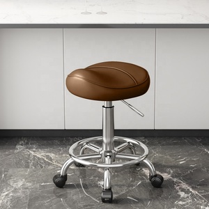 Round Rolling <b>Stool</b> Chair PU Leather Height Adjustable Swivel Drafting Work SPA Shop Salon <b>Stools</b> - Product Image 1