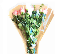 Film d'emballage pour fleurs en papier kraft transparent biodégradable et soluble dans l'eau + BOPP, support de bouquet, collier d'emballage, design en forme de cœur