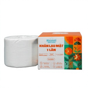 Rouleau de lingettes jetables en pâte de bois vierge pour le visage, OEM en gros pour l'exportation, Kawaii, 20x20cm, 80 feuilles, hygiéniques, pour le nettoyage et le spa, Vietnam - Product Image 1