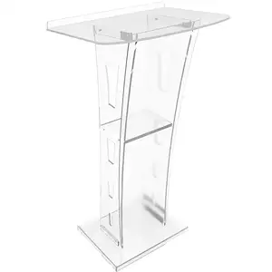 Tùy Chỉnh Cao Cấp Hiện Đại Trong Suốt Acrylic Nhà Thờ Bục Rõ Ràng Acrylic Pulpit Nội Thất Văn Phòng