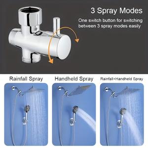 Juego de ducha de techo de acero inoxidable con rociador de mano y sistema de masaje de lluvia cuadrado para baño - Product Image 5