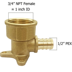 Raccords coudés à embout pour tuyaux PEX, adaptateur femelle NPT 1/2\" PEX x 3/4\", raccords à sertir <span class=keywords><strong>en</strong></span> laiton pour travaux de <span class=keywords><strong>plomberie</strong></span> avec tuyaux PEX - Product Image 4