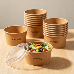 Custom Logo Eco-Friendly Biodegradable Round Paper Bowl Disposable Food Salad Bowl for Restaurant Lunch Takeout Delivery - Product Image 2
