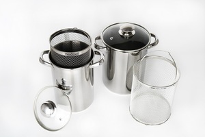 Pot de cuisson péruvien en acier inoxydable, avec panier en maille - Product Image 3