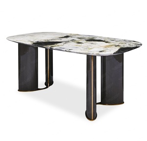 Mobilier moderne pour la maison <span class=keywords><strong>Table</strong></span> de salle à manger ronde pivotante en acier inoxydable avec <span class=keywords><strong>plateau</strong></span> en marbre - Product Image 3