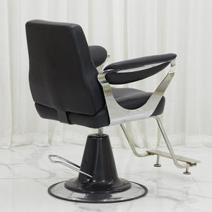 Black Small Silver Stainless Steel Base Barber <b>Chair</b> Customizable Color LOGO Salon <b>Chair</b> for Barber Shop - Product Image 3