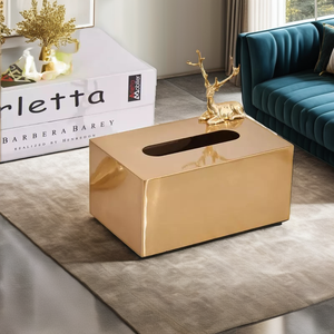 Boîte à mouchoirs carrée en métal doré de style nordique, pour la maison et l'hôtel - Product Image 2