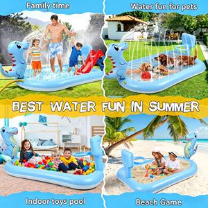 MAKE WAVES Colorful Blue Dinosaur PVC Inflatable Sprinkler <b>Pool</b> Toy <b>for</b> Kids-Outdoor Use - Product Image 5