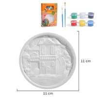 Kit Kerajinan Seni Lukis Gipsum Kosong DIY Ornamen Plester Bulat Embos Kustom untuk Anak-Anak Aktivitas Orang Tua dan Anak