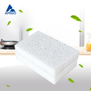 Éponge à récurer rectangulaire en pulpe de bois blanche Amigo pour casseroles et poêles, nettoyage domestique - Product Image 1