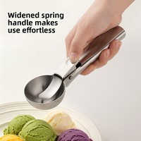 Sendok Es Krim Warna Solid Stainless Steel, Pengambil Semangka & Bakso, Sendok Buah Multifungsi untuk Kedai Teh Susu