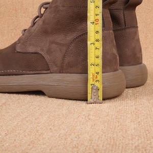 Genuine Leather Men's Ankle Boots <b>Round</b> <b>Toe</b> Flat <b>Heel</b> Soft Sole Martin Boot Style Solid Color Rubber Outsole - Product Image 4