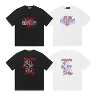 T-shirt à manches courtes imprimé MIXED EMOTION, style streetwear décontracté pour couple, en tricot surdimensionné