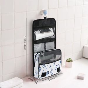 Blue Flowers Patterns Portable <b>Storage</b> Bag <b>Toiletries</b> Organizer Women Zipper Waterproof Hanging Travel Wash Pouch Bag - Product Image 6