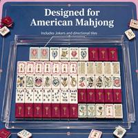 Juego de Mahjong Moderno de Lujo 2026, 160 Piezas de Acrílico Azul y Rojo Lagoon, Ecológico, Resistente al Agua, Portátil, para Entretenimiento