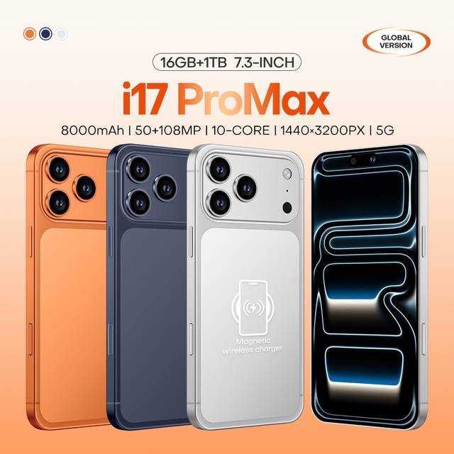 I17Pro Max Gaming Smartphone 5G 16GB 1TB 7.3 Inch 108MP HD Cam 10 Core Android 15 Dual SIM