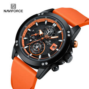 Naviforce NF8033 nuevo diseño hecho en Prc hombres reloj Original PU banda resistente al agua cronómetro en Stock Casual reloj conjunto - Product Image 4