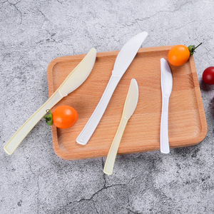 มีดแบบใช้แล้วทิ้งส้อมและช้อนพลาสติก PP แบบหนาเกรดอาหารมีดตัดเค้กดวงจันทร์มีดตัดเค้กฟันสีขาว - Product Image 5