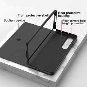 Funda con textura de fibra de carbono para móvil, funda con soporte para bolígrafo para <span class=keywords><strong>Galaxy</strong></span> <span class=keywords><strong>Z</strong></span> Fold 3 5G <span class=keywords><strong>Fold3</strong></span>, a prueba de golpes, con tapa de cuero - Product Image 2