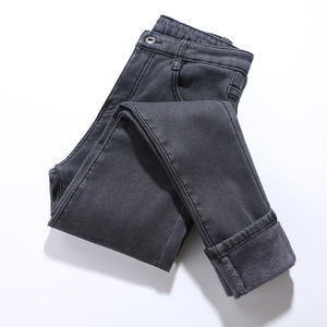 Jean slim taille haute élastique <span class=keywords><strong>en</strong></span> denim pour femme, chaud et épais, avec doublure <span class=keywords><strong>en</strong></span> <span class=keywords><strong>velours</strong></span> et cachemire, grandes tailles, style <span class=keywords><strong>Mom</strong></span> Jeans - Product Image 4