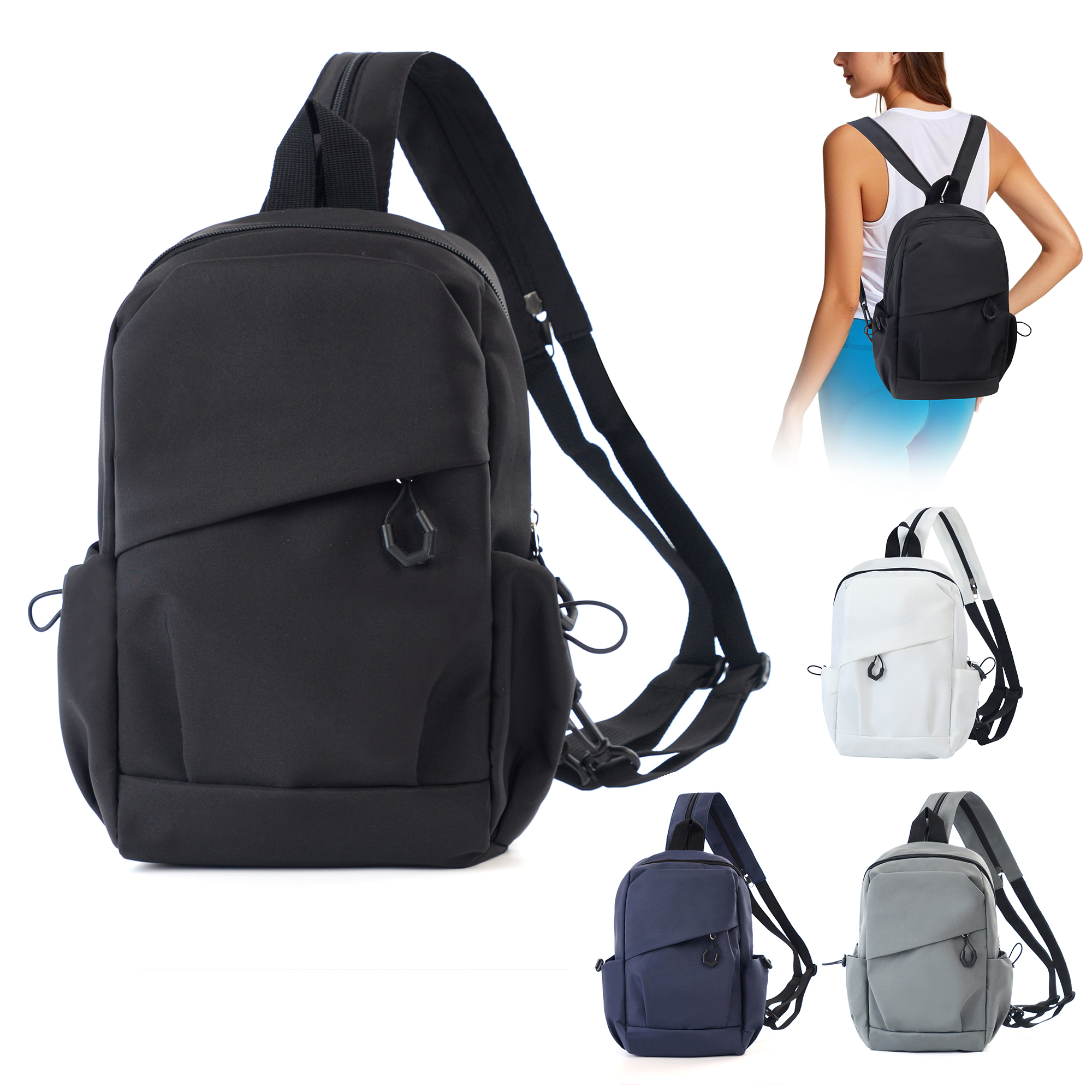 Lady Nylon Zipper Large Multifunction Travel Backpack