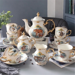 Nouveauté : Service à café et à thé en porcelaine de luxe nordique, 21 pièces, thème jungle - Product Image 1