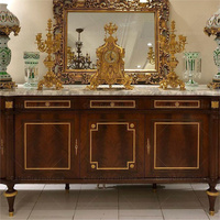 Meuble Louis XV Art Déco Décoration de Maison Meuble en Bois Buffet Classique de Luxe Table Console en Marbre