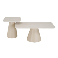 Table basse en pierre frittée beige au design moderne et luxueux avec base peinte en ciment, meubles de salon pour la maison