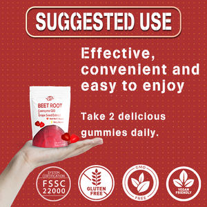 ISO özelleştirilmiş OEM diyet takviyesi pancar kök Gummies ile üzüm çekirdeği ekstresi ve koenzim Q10 - Product Image 5