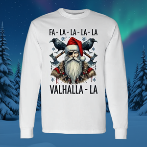 Camiseta de manga larga Fa La La Valhalla Odin Santa Viking Christmas Norse Nordic - Product Image 3