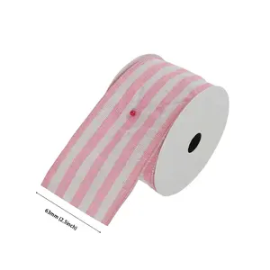 Branco de linho brilhante de OEM para organza com fitas de borda de arame para o pacote de presente de primavera Deco