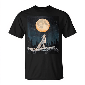 Camiseta gráfica Wolf Moon Starry Night de manga corta negra para hombre - Product Image 2