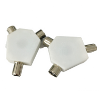 Connecteur plat à trois voies en ABS et métal, un port mâle se connecte à deux ports femelles, adaptateur TV 9,5 mm mâle vers double femelle