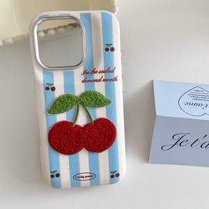 เคสโทรศัพท์หนังลายเชอร์รี่ปักลาย 3 มิติ สไตล์เกาหลี  สำหรับ iPhone 17 Pro Max 16 15 14  พร้อมฝาครอบป้องกันอย่างมีสไตล์ - Product Image 4